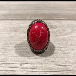 Red and gold chunky ring